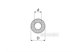 Mikroporézní profil kruhový, vnější průměr 20mm, dutinka 6mm, hustota 500kg/m3, EPDM, -30°C/+80°C, černý